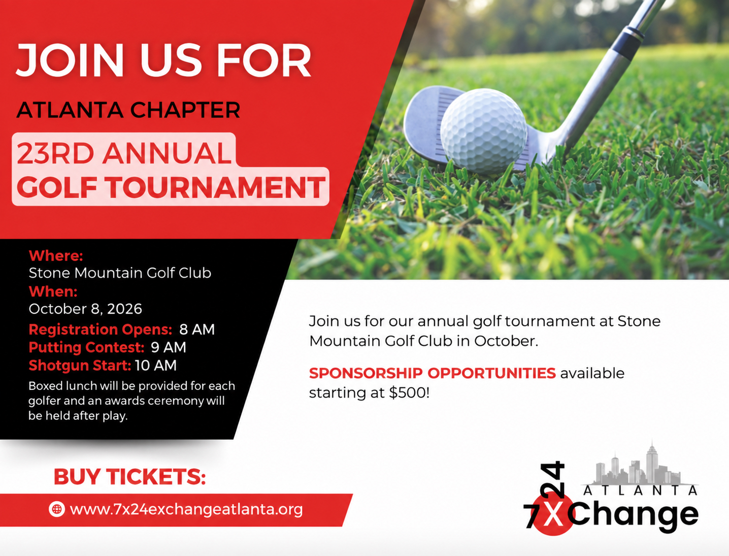 7x24 Golf Tournament Invite Updated Individual tickets for sponsorships